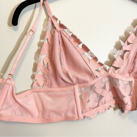 Victoria's Secret Womens Floral Lace V-Neck Adjustable Strap Bralette Pink XL - Picture 6 of 14
